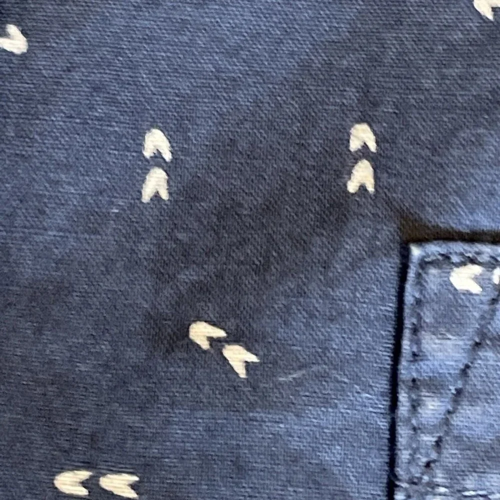 J. Crew Mens Quality Woven Shirt Navy Print Long Sleeve Button Down Sz Small S